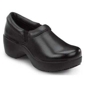 Women's Black Slip-On Work Clog with Cushioned Platform